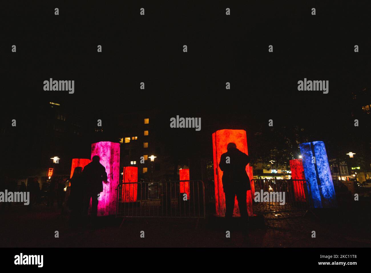 Die Installation des Künstlers Daniel Kurniczak ist bei der Eröffnung des Essener Lichtfestivals zu sehen (Foto: Ying Tang/NurPhoto) Stockfoto