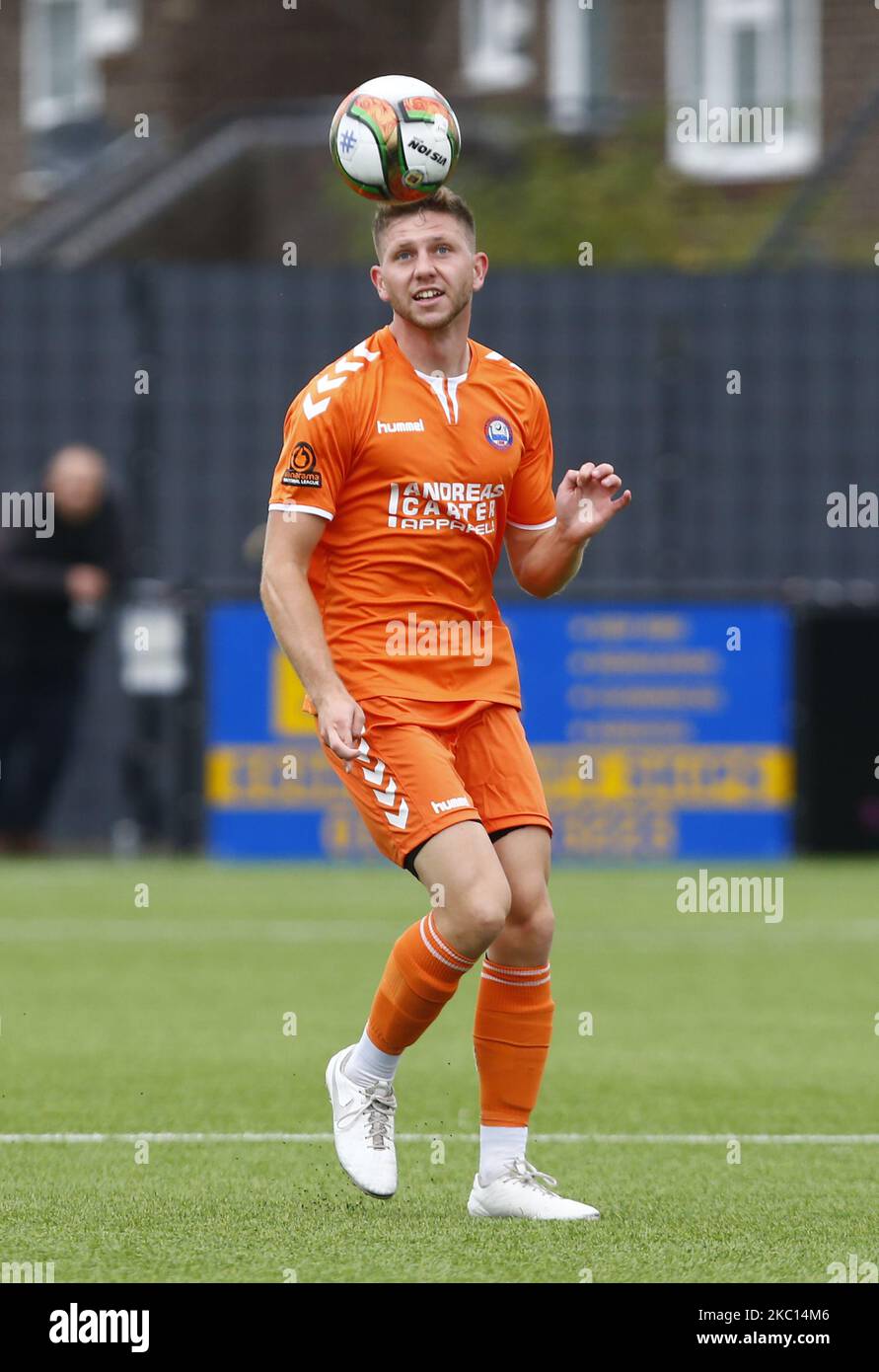 Charley O'Keefe von Braintree Town beim FA Cup Qualifying - zweite Runde zwischen Hashtag United und Braintree Town im Len Salmon Stadium, Bowers und Pitsea FC, Pitsea, Großbritannien am 03.. Oktober 2020 (Foto by Action Foto Sport/NurPhoto) Stockfoto