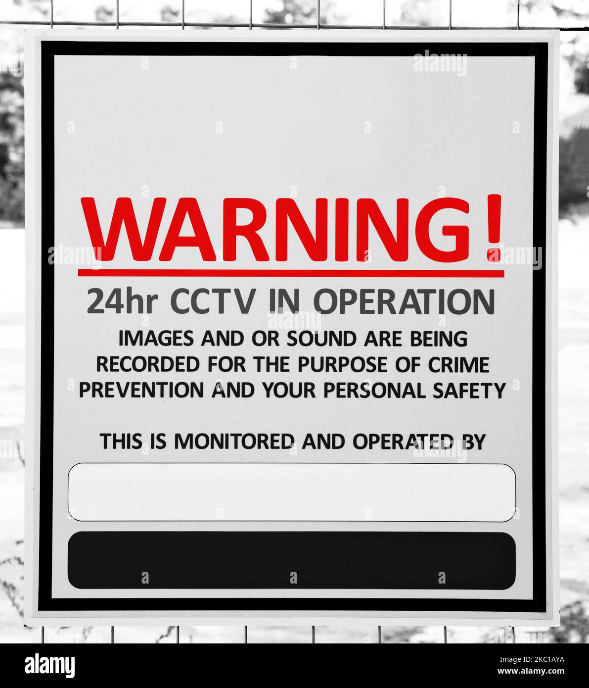 CCTV-Warnschild Stockfoto