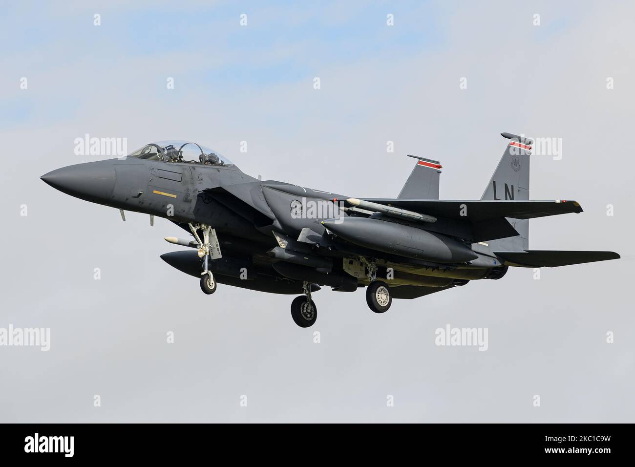 LN AF 91 603 US Air Force McDonnell Douglas F-15E Schlag Adler des 494. Fighter Squadron (Panthers) 48. Fighter Wing nähert sich RAF Lakenheath, England am 5. Oktober 2020. (Foto von Jon Hobley/MI News/NurPhoto) Stockfoto
