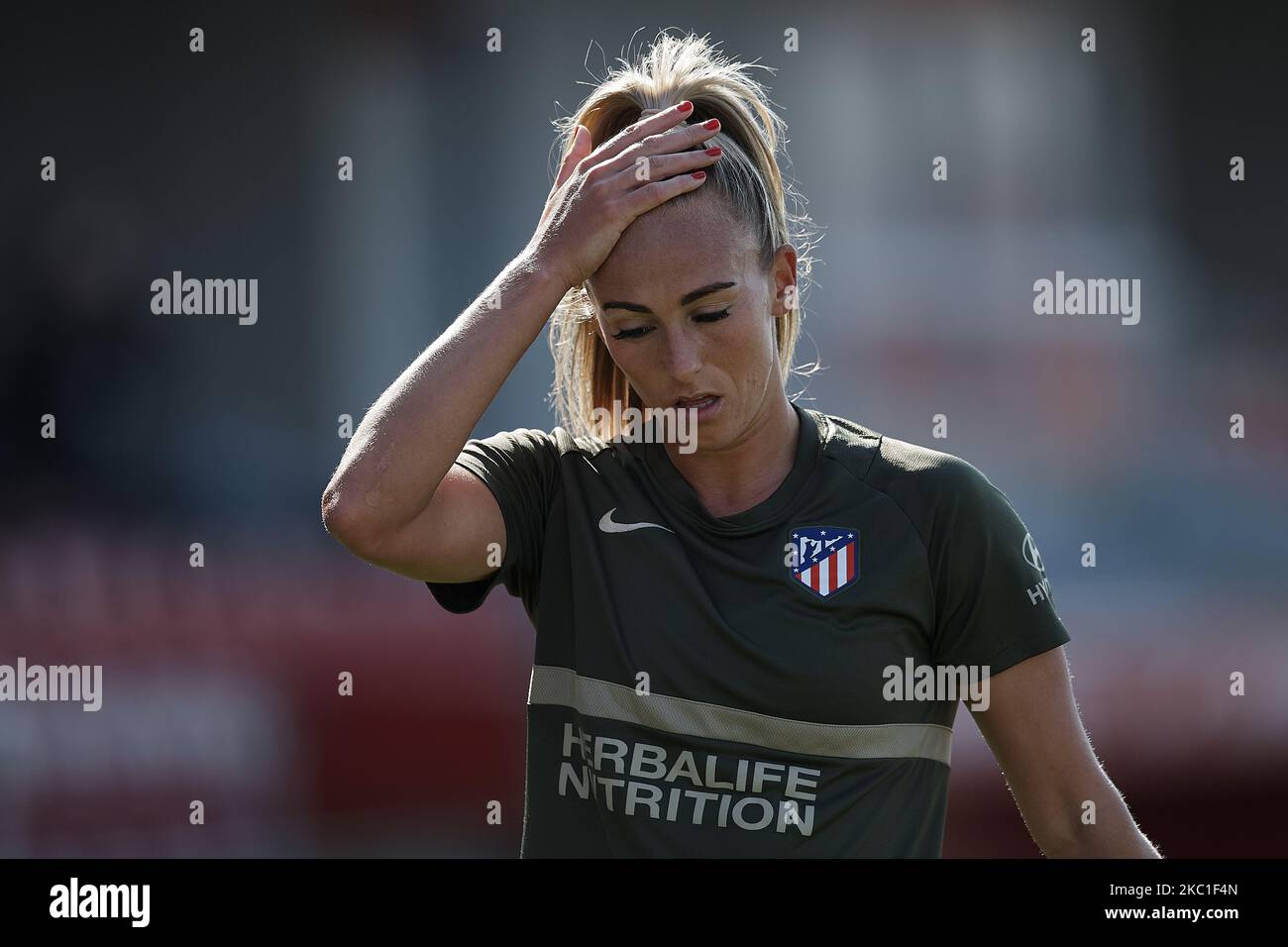 Toni Duggan von Atletico beim Warm-up vor dem Primera Division Feminina-Spiel zwischen Atletico de Madrid und UD Granadilla Teneriffa am 10. Oktober 2020 in Madrid, Spanien. (Foto von Jose Breton/Pics Action/NurPhoto) Stockfoto