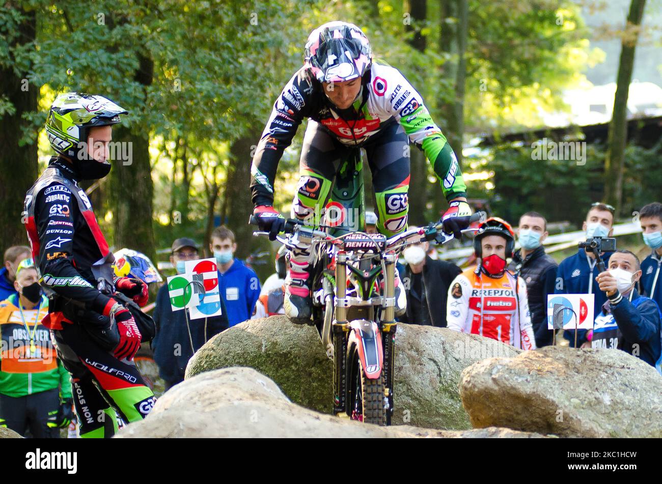 FIM TrialGP World Championships; Jaime Busto im Einsatz während der FIM TrialGp World Championships in Lazzate, Italien, am 10. Oktober 2020. (Foto von Massimo Bertolini/NurPhoto) Stockfoto