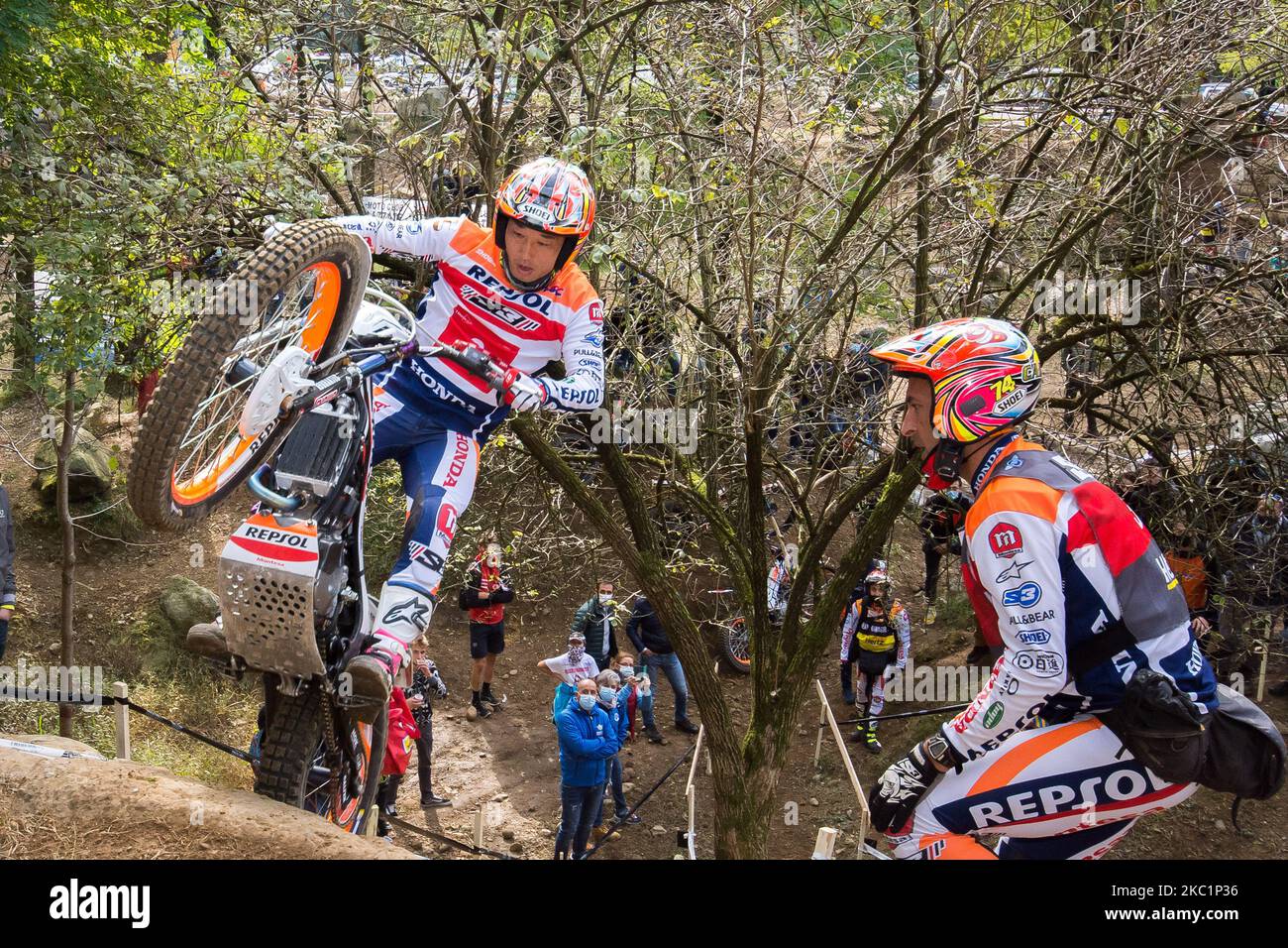 FIM TrialGP World Championships; Takahisa Fujinami, Repsol Montesa Team, im Einsatz während der FIM TrialGp World Championships in Lazzate, Italien, am 11. Oktober 2020. (Foto von Massimo Bertolini/NurPhoto) Stockfoto