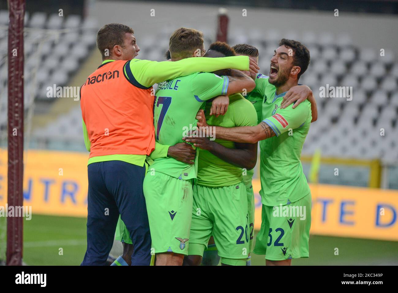 SS Lazio feiert während der Serie Ein Spiel zwischen Turin FC und SS Lazio im Stadio Olimpico Grande Torino am 1. November 2020 in Turin, Italien. (Foto von Alberto Gandolfo/NurPhoto) Stockfoto