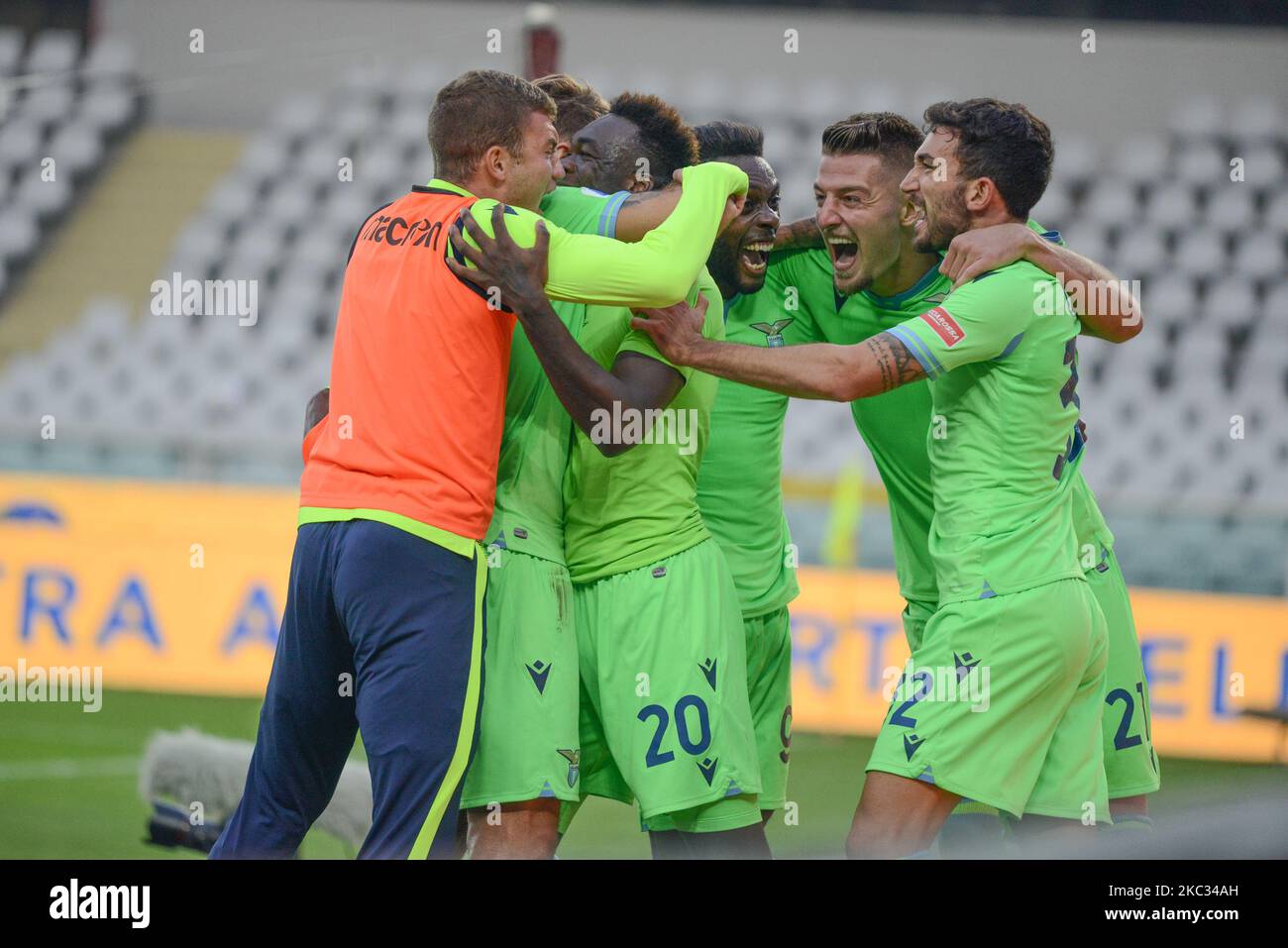 SS Lazio feiert während der Serie Ein Spiel zwischen Turin FC und SS Lazio im Stadio Olimpico Grande Torino am 1. November 2020 in Turin, Italien. (Foto von Alberto Gandolfo/NurPhoto) Stockfoto