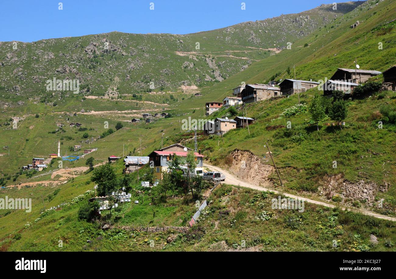 Das Anzer Plateau in Rize, Türkei, ist ein wichtiges touristisches Zentrum. Stockfoto