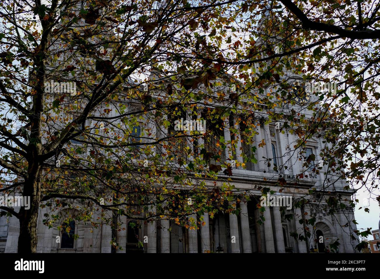 Allgemeine Ansicht der St Paul's Cathedral während der zweiten nationalen Lockdoqn, aufgrund der zweiten Welle von Covid-19, in London am 9. November 2020. (Foto von Alberto Pezzali/NurPhoto) Stockfoto