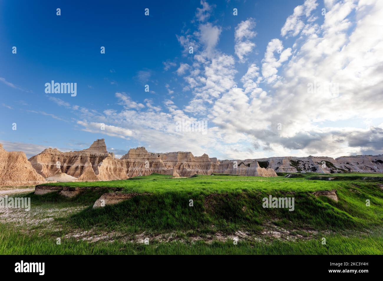 Malerische Sommerlandschaft im Badlands National Park, South Dakota Stockfoto