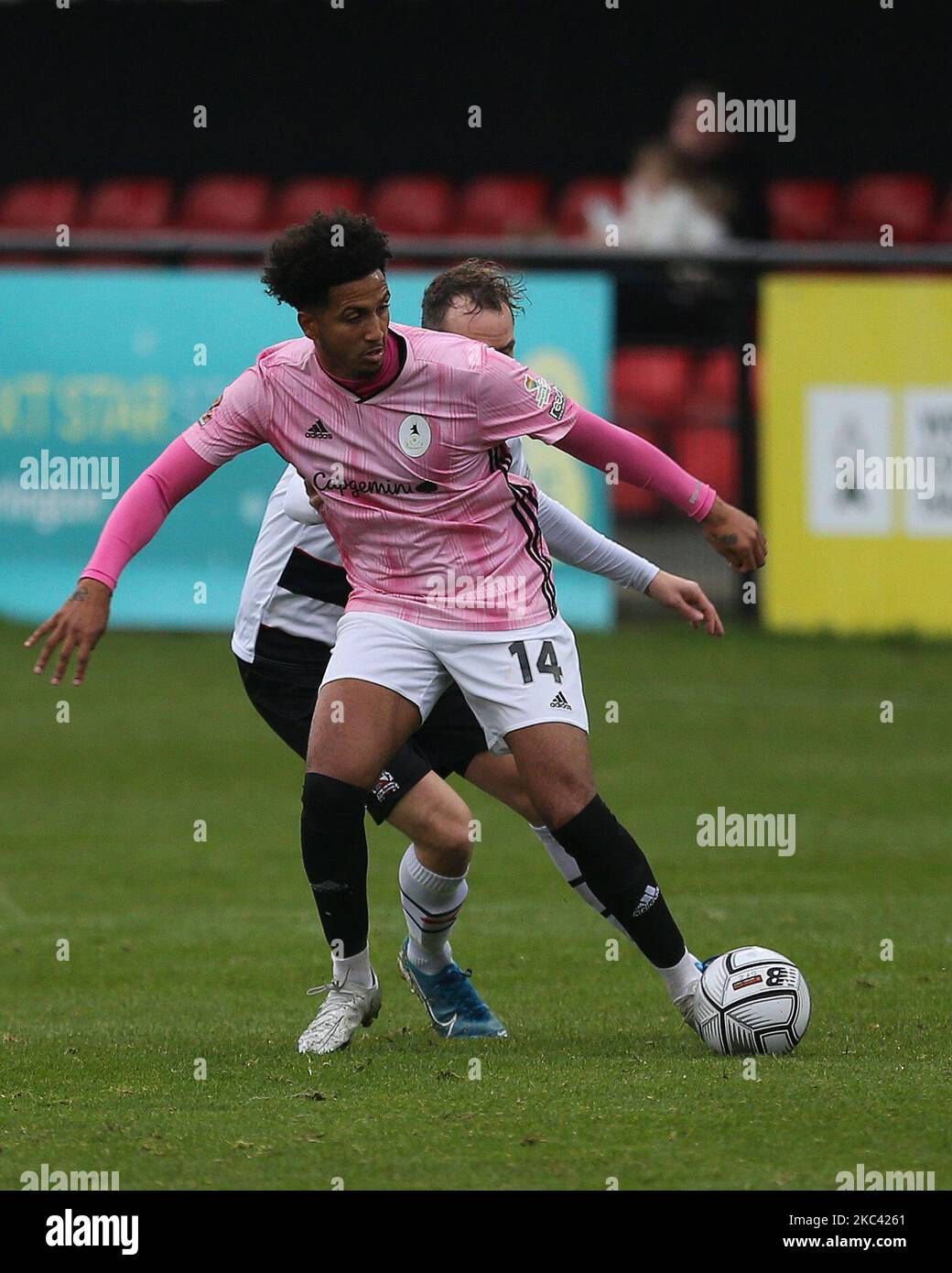 Dominic McHale von AFC Telford beim Vanarama National League North Spiel zwischen Darlington und AFC Telford United am Samstag, den 14.. November 2020, in Blackwell Meadows, Darlington. (Foto von Mark Fletcher/MI News/NurPhoto) Stockfoto