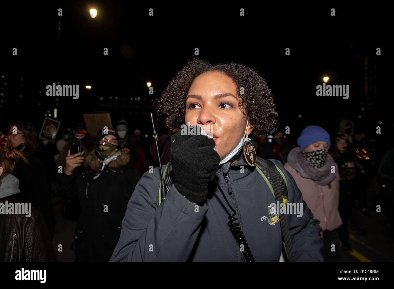 Demonstranten mit der aktivistischen Organisation Detroit will Breathe gingen auf die Straßen von Detroit, um am 13. November 2020 den Rücktritt des Polizeipräsidenten James Craig in Detroit, USA, zu fordern. (Foto von Adam J. Dewey/NurPhoto) Stockfoto