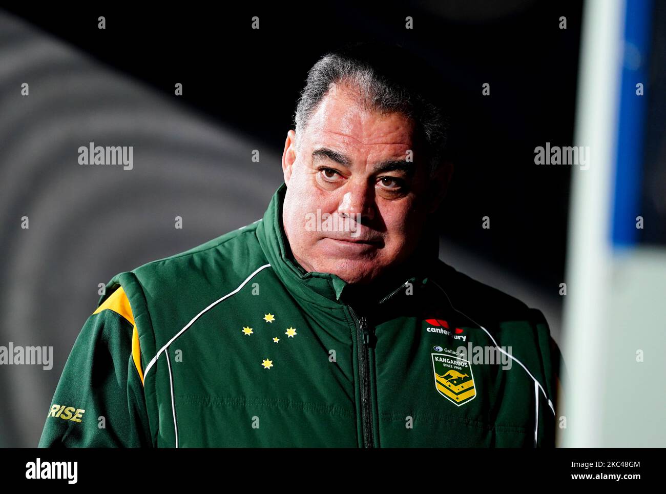 Australien-Cheftrainer Mal Meninga vor dem Viertelfinalspiel der Rugby League World Cup im John Smith's Stadium, Huddersfield. Bilddatum: Freitag, 4. November 2022. Stockfoto