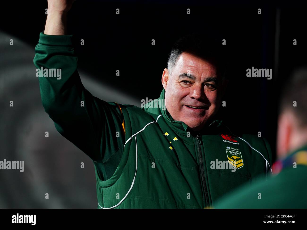 Australien-Cheftrainer Mal Meninga vor dem Viertelfinalspiel der Rugby League World Cup im John Smith's Stadium, Huddersfield. Bilddatum: Freitag, 4. November 2022. Stockfoto