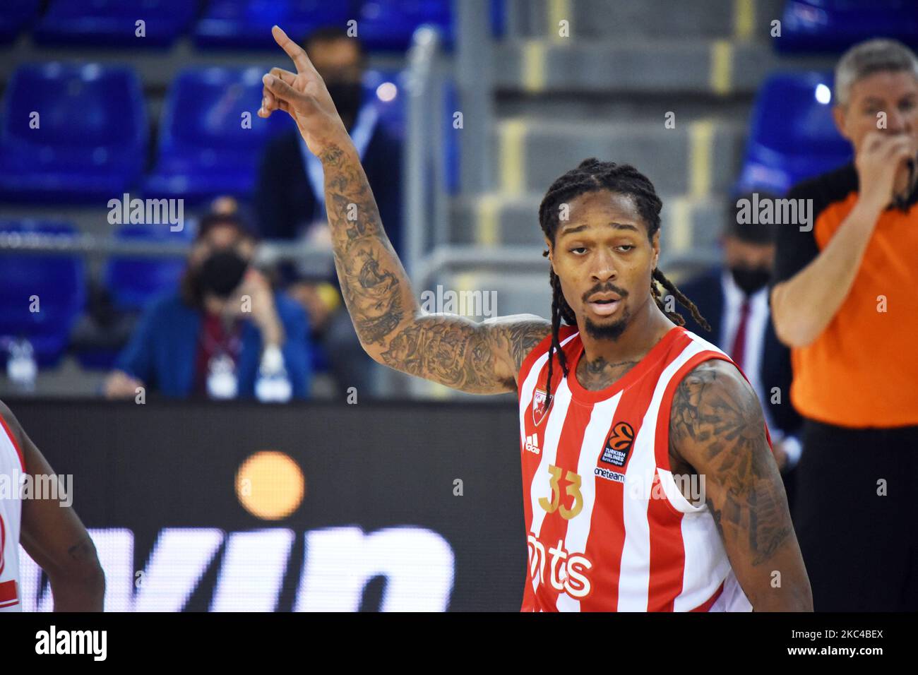 Emanuel Terry während des Spiels zwischen dem FC Barcelona und KK Crvena zvezda, das der Woche 10 der Euroleague entspricht, spielte am 20.. November 2020 im Palau Blaugrana in Barcelona, Spanien. (Foto von Noelia Deniz/Urbanandsport/NurPhoto) Stockfoto