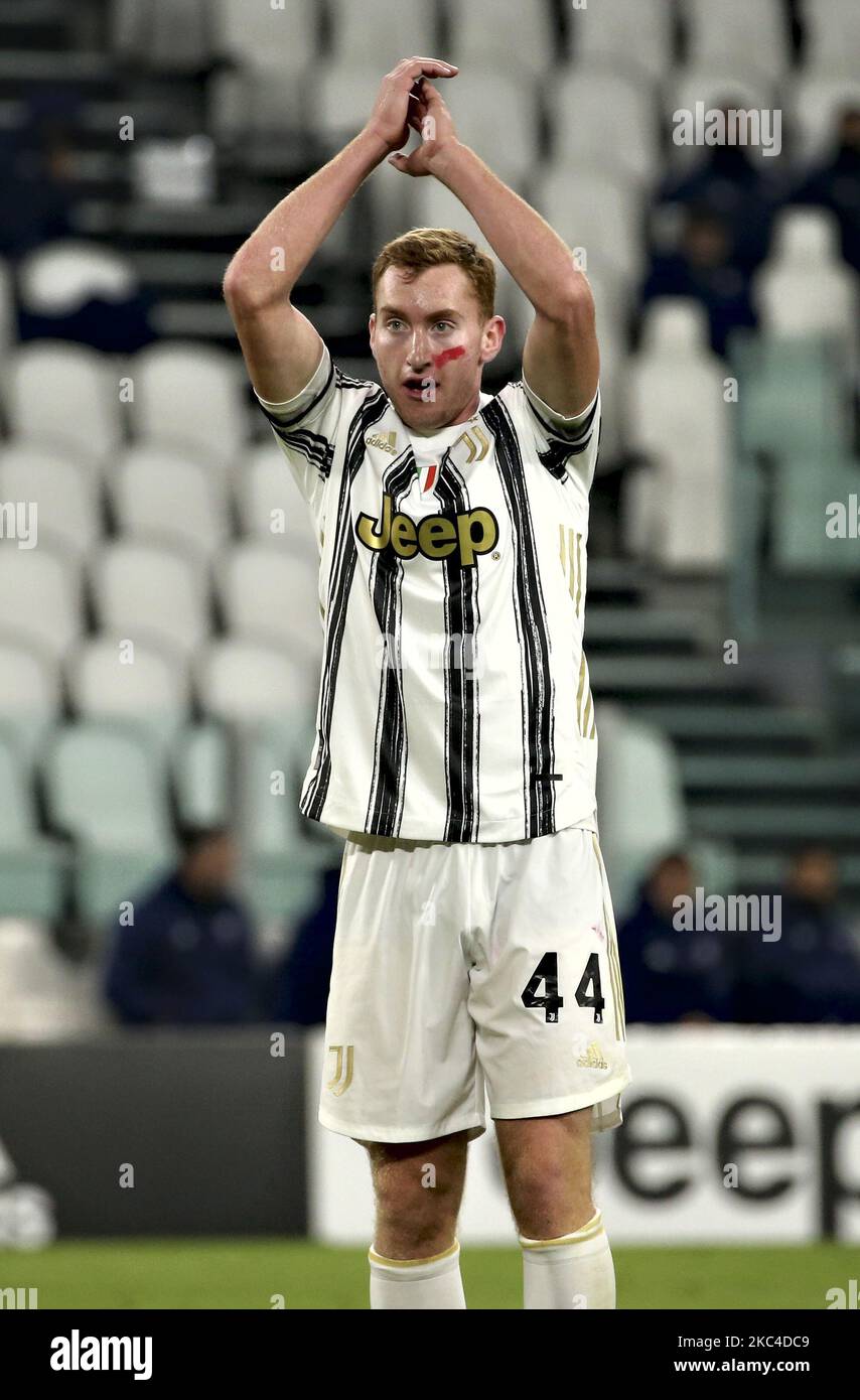 Dejan Kulusevski von Juventus Gesten während der Serie Ein Spiel zwischen Juventus und Cagliari Calcio im Allianz Stadium am 21. November 2020 in Turin, Italien. (Foto von Giuseppe Cottini/NurPhoto) Stockfoto