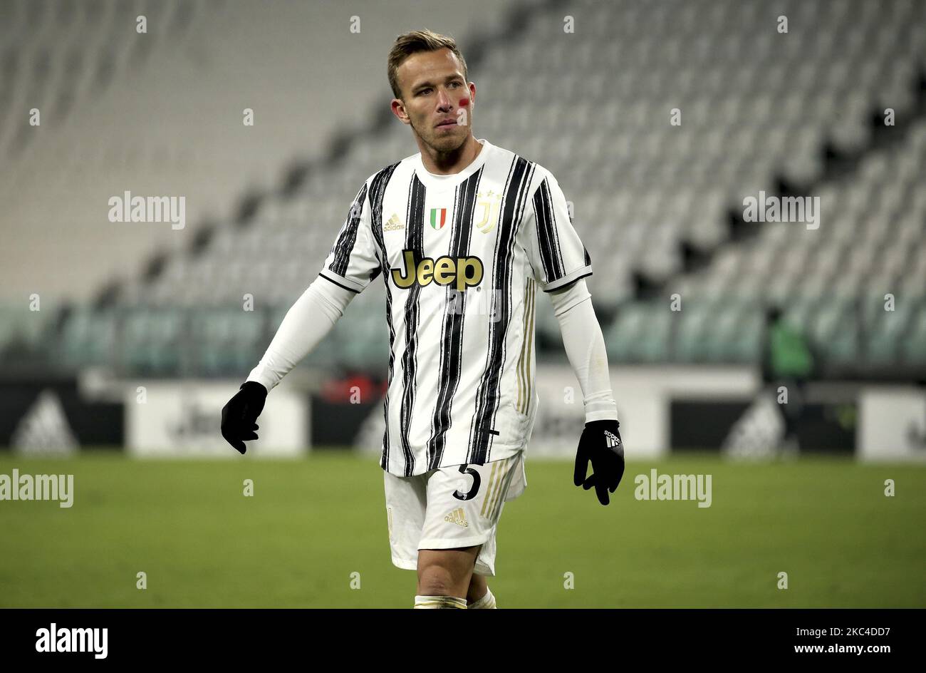 Arthur von Juventus in Aktion während der Serie Ein Spiel zwischen Juventus und Cagliari Calcio im Allianz Stadium am 21. November 2020 in Turin, Italien. (Foto von Giuseppe Cottini/NurPhoto) Stockfoto