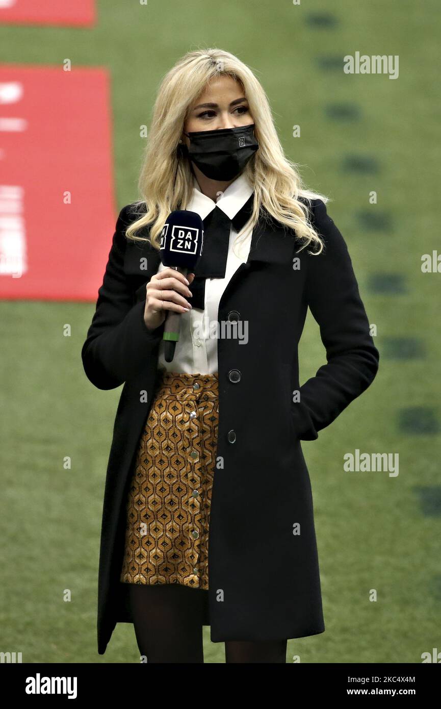 Diletta Leotta während der Serie Ein Spiel zwischen AC Mailand und ACF Fiorentina im Stadio Giuseppe Meazza am 29. November 2020 in Mailand, Italien. (Foto von Giuseppe Cottini/NurPhoto) Stockfoto