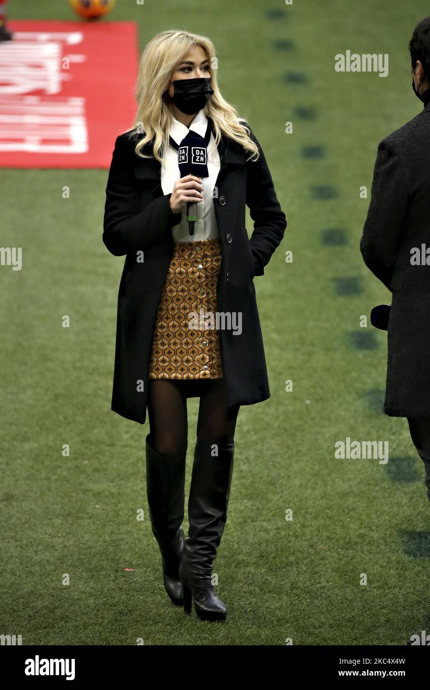 Diletta Leotta während der Serie Ein Spiel zwischen AC Mailand und ACF Fiorentina im Stadio Giuseppe Meazza am 29. November 2020 in Mailand, Italien. (Foto von Giuseppe Cottini/NurPhoto) Stockfoto
