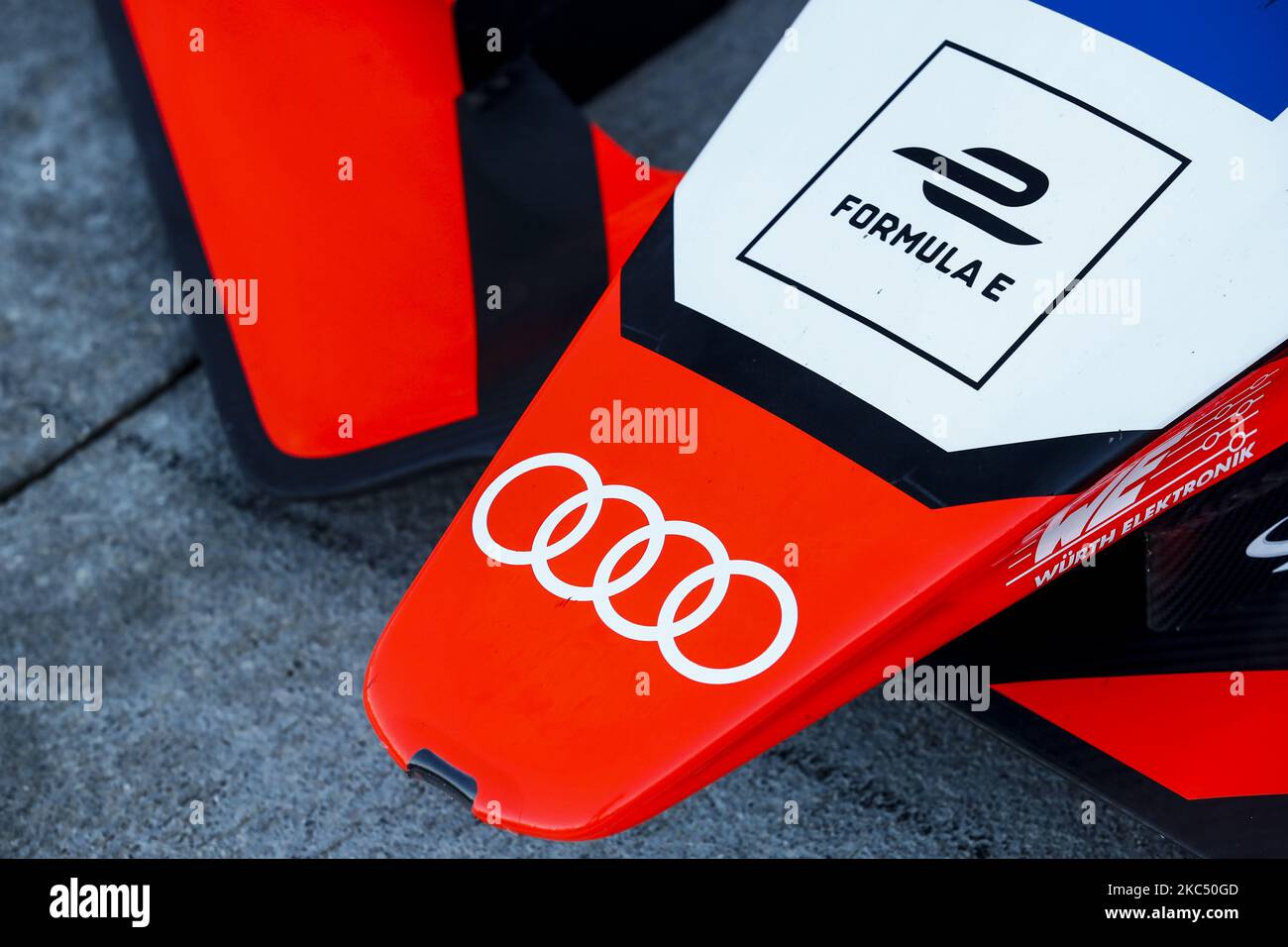 Audi Sport ABT Schaeffler, mechanische Details, während des offiziellen Vorsaison-Tests der ABB Formel-E-Meisterschaft auf dem Circuit Ricardo Tormo in Valencia am 28. November 29 und 1. Dezember in Spanien. (Foto von Xavier Bonilla/NurPhoto) Stockfoto