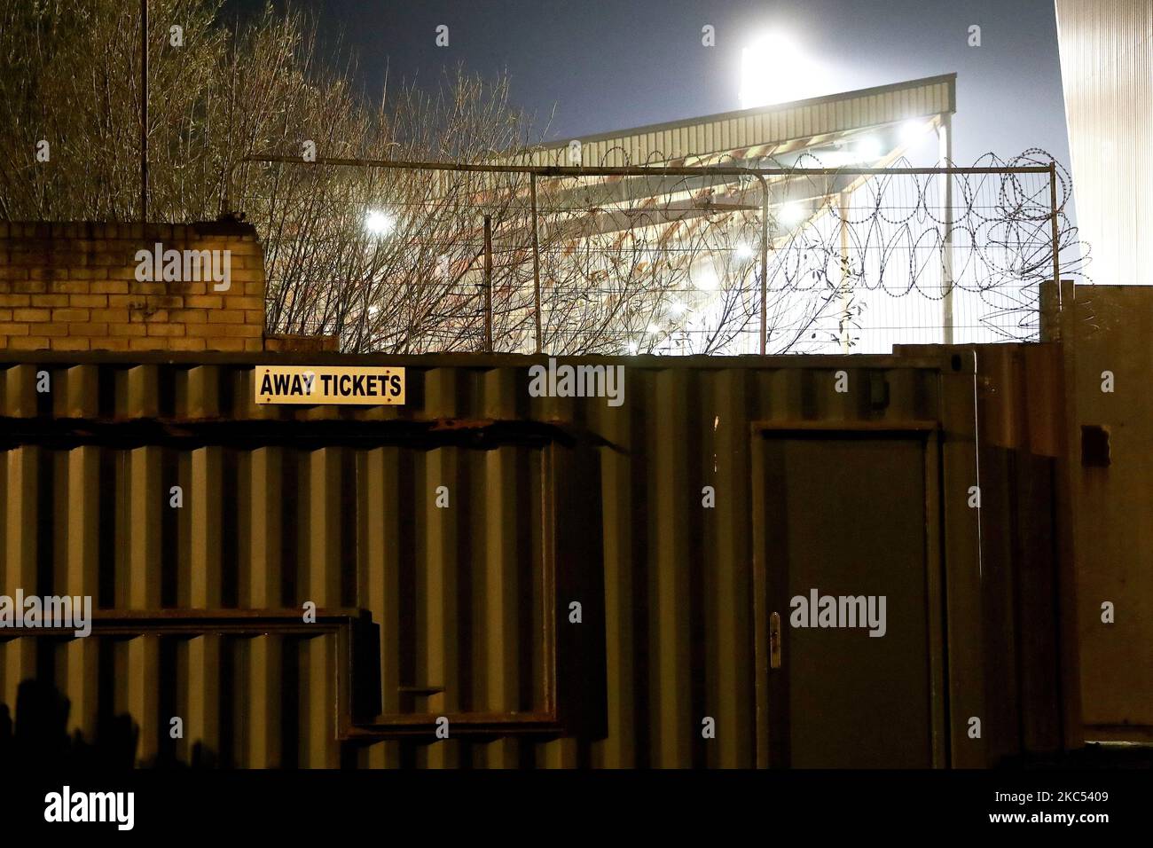 Außenansicht des Bodens vor dem Spiel der Sky Bet League 1 zwischen Blackpool und Portsmouth in der Bloomfield Road, Blackpool am Dienstag, den 1.. Dezember 2020. (Foto von Tim Markland/MI News/NurPhoto) Stockfoto