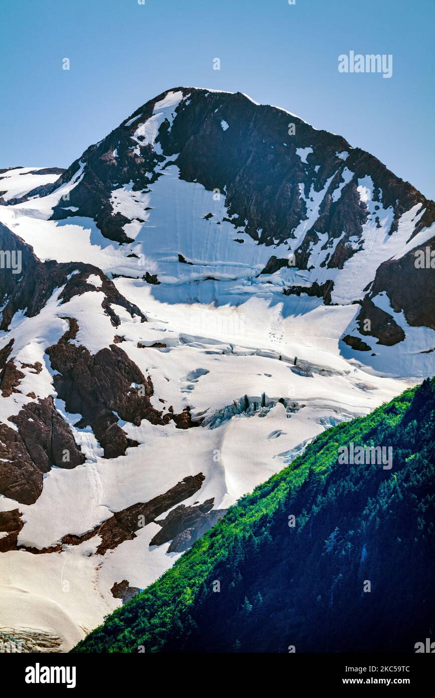 Byron Peak; Byron Glacier; Blick vom Boggs Visitor Center; Portage Lake; Chugach National Forest; Portage; Alaska; USA Stockfoto