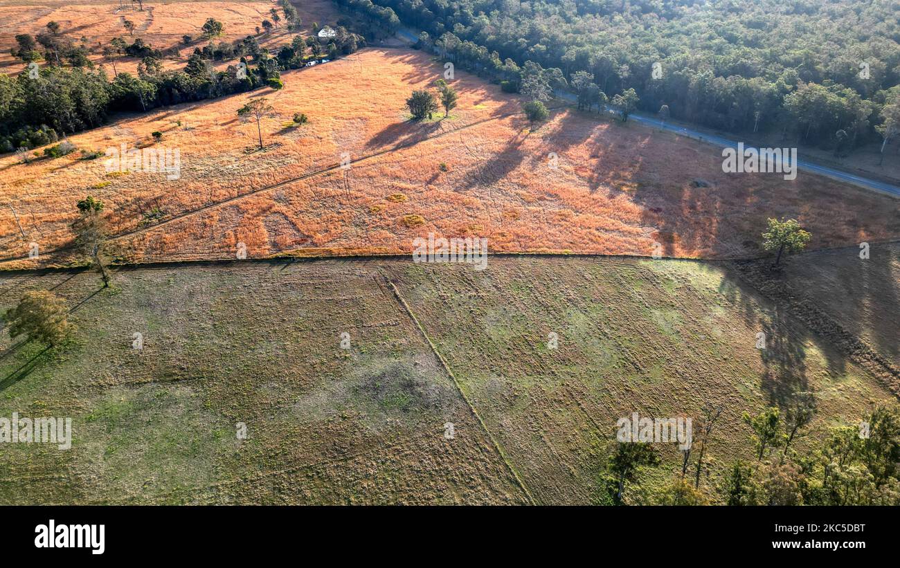Eine Luftaufnahme einer wunderschönen Landschaft in Byabarra, NSW, Australien Stockfoto