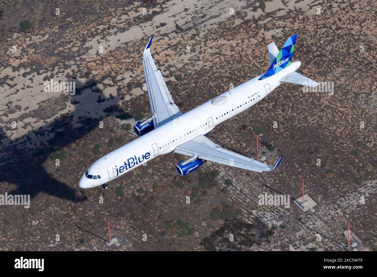 JetBlue Airways Airbus A321 Landung von Flugzeugen. Flugzeug A321 der Jet Blue Airline registriert als N979JT. Stockfoto