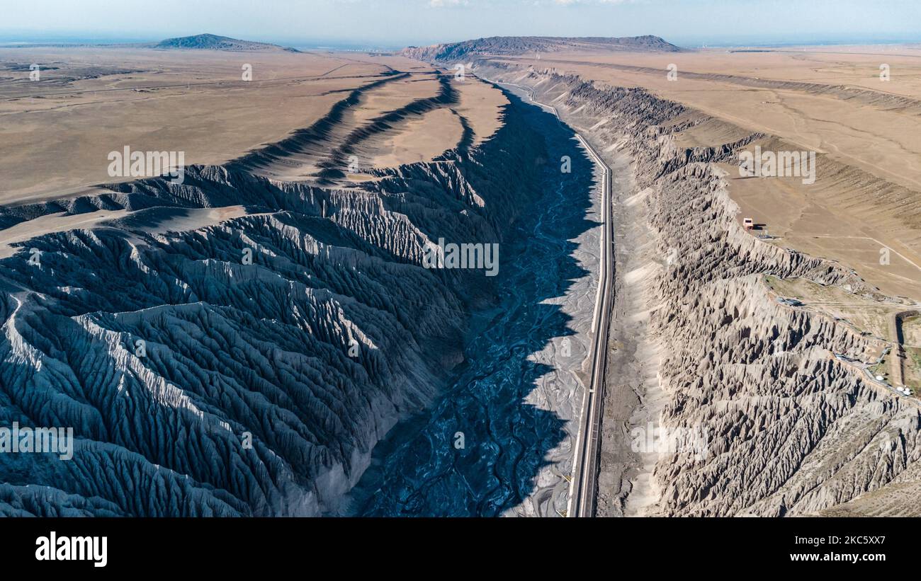 Eine Luftaufnahme eines Transformationsfehlers Stockfoto