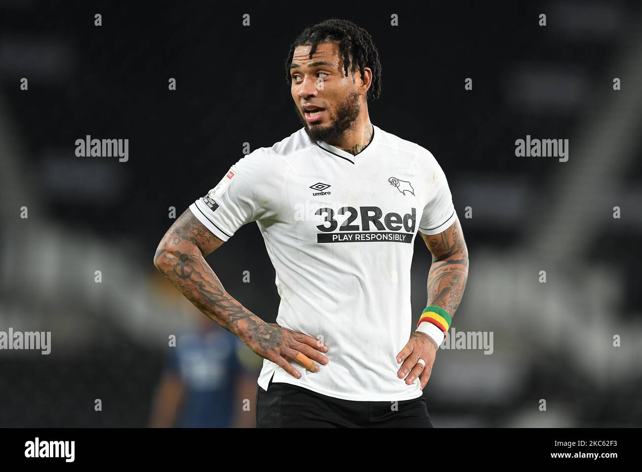 Colin Kazim-Richards von Derby County während des Sky Bet Championship-Spiels zwischen Derby County und Swansea City im Pride Park, Derby am Mittwoch, den 16.. Dezember 2020. (Foto von Jon Hobley/MI News/NurPhoto) Stockfoto