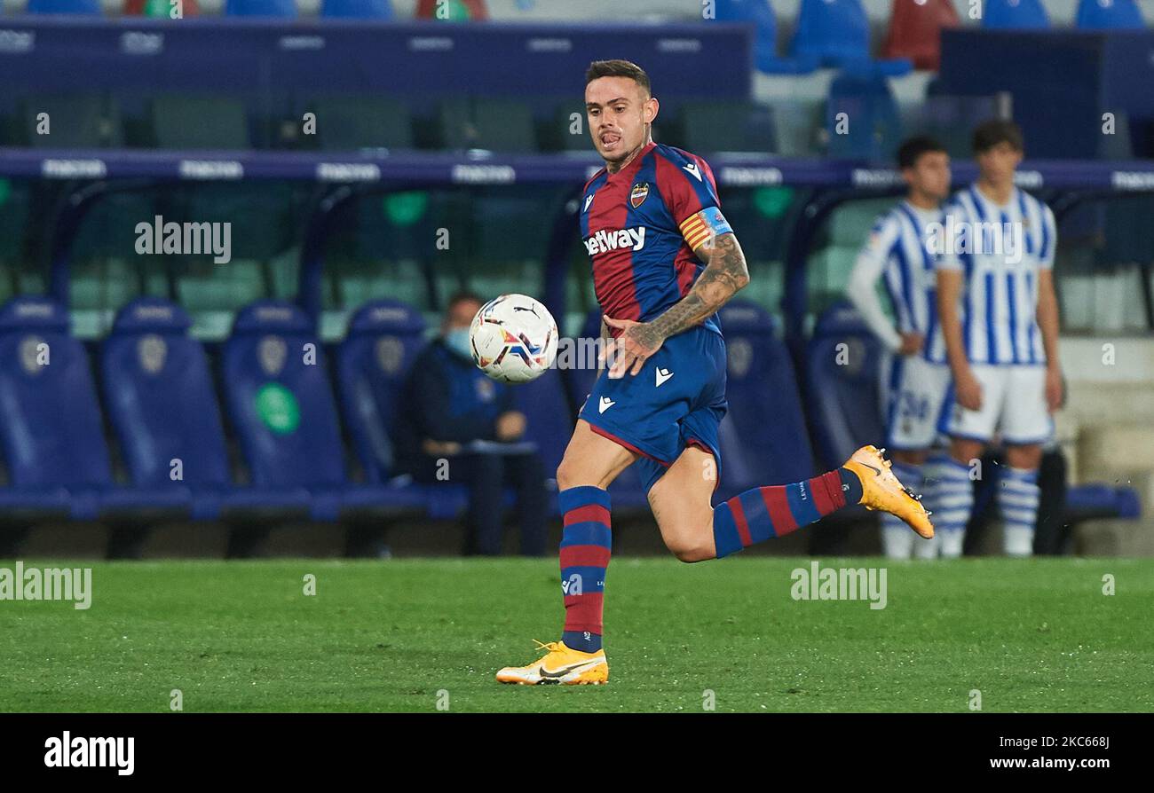 Roger Marti von Levante UD während der La Liga Santander mach zwischen Levante UD und Real Sociedad im Estadio Ciutat de Valencia am 19. Dezember 2020 in Valencia, Spanien (Foto: Maria Jose Segovia/NurPhoto) Stockfoto