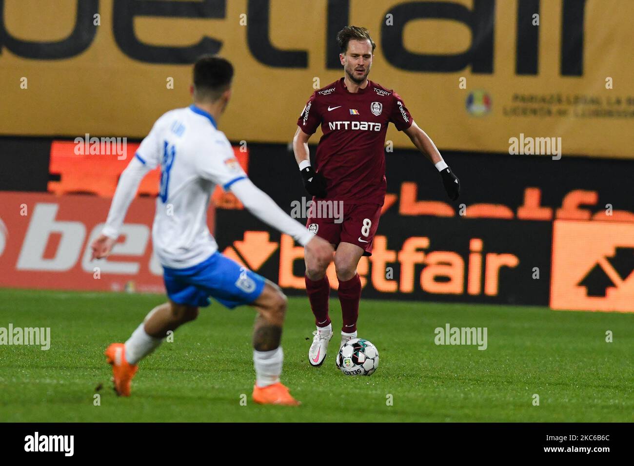 Damjan Djokovic von CFR 1907 Cluj während CFR 1907 Cluj / Universitatea Craiova, Rumänische Liga 1, Dr. Constantin Radulescu Stadium, Cluj-Napoca, Rumänien, 22. Dezember 2020 (Foto: Flaviu Buboi/NurPhoto) Stockfoto