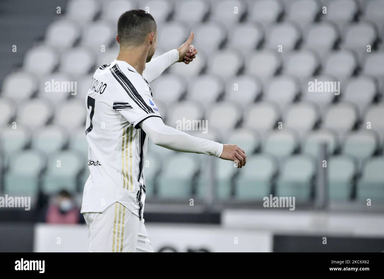 Cristiano Ronaldo von Juventus Gesten während der Serie Ein Spiel zwischen Juventus und Udinese Calcio im Allianz Stadium am 03. Januar 2021 in Turin, Italien. (Foto von Giuseppe Cottini/NurPhoto) Stockfoto
