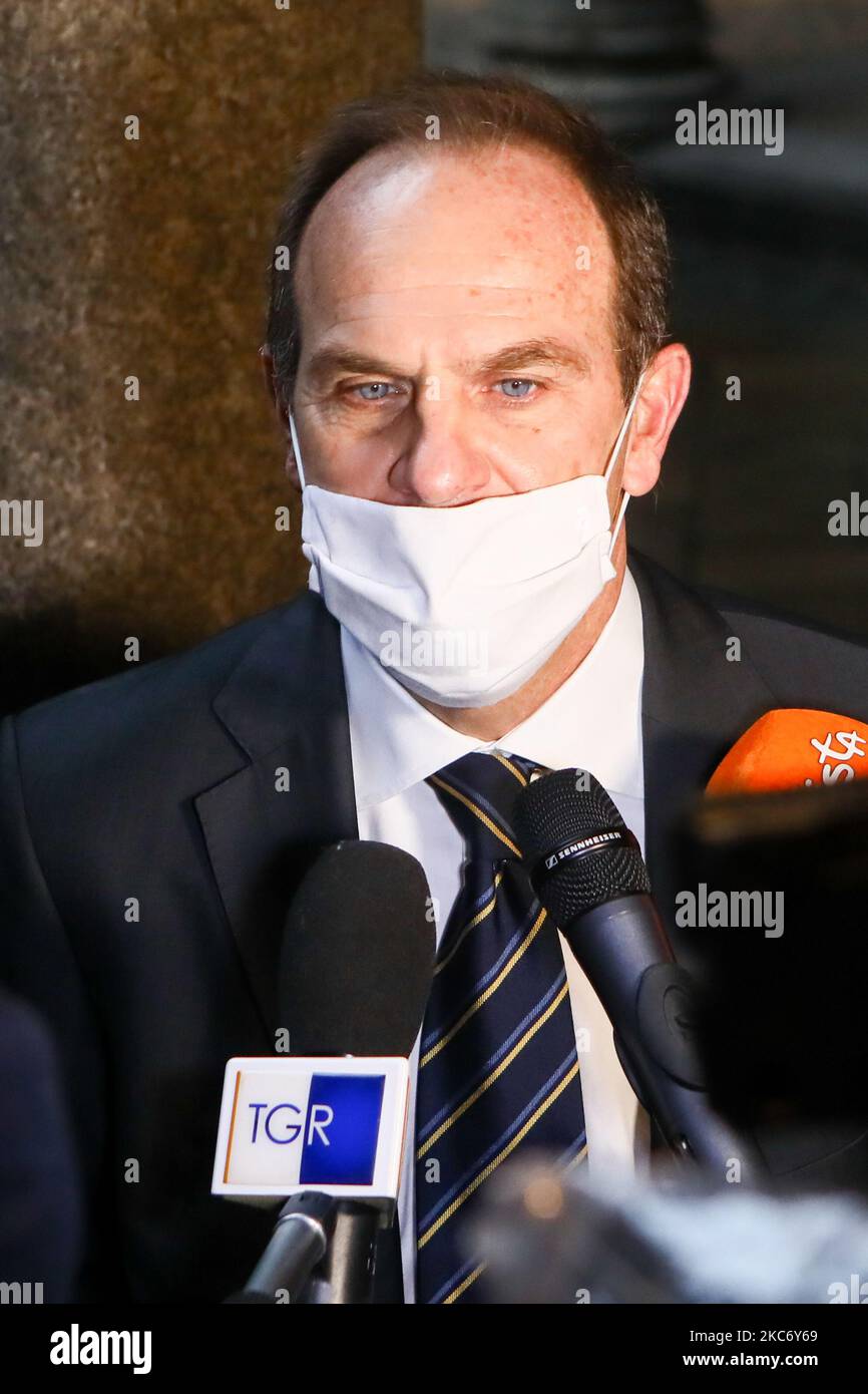 Stefano Formentini wird in der Trauerkammer des Palazzo reale von Marco Formentini, dem ehemaligen Bürgermeister von Mailand, gesehen, der am 2. Januar 2020 starb. Mailand, Italien 4. Januar 2021 (Foto von Mairo Cinquetti/NurPhoto) Stockfoto