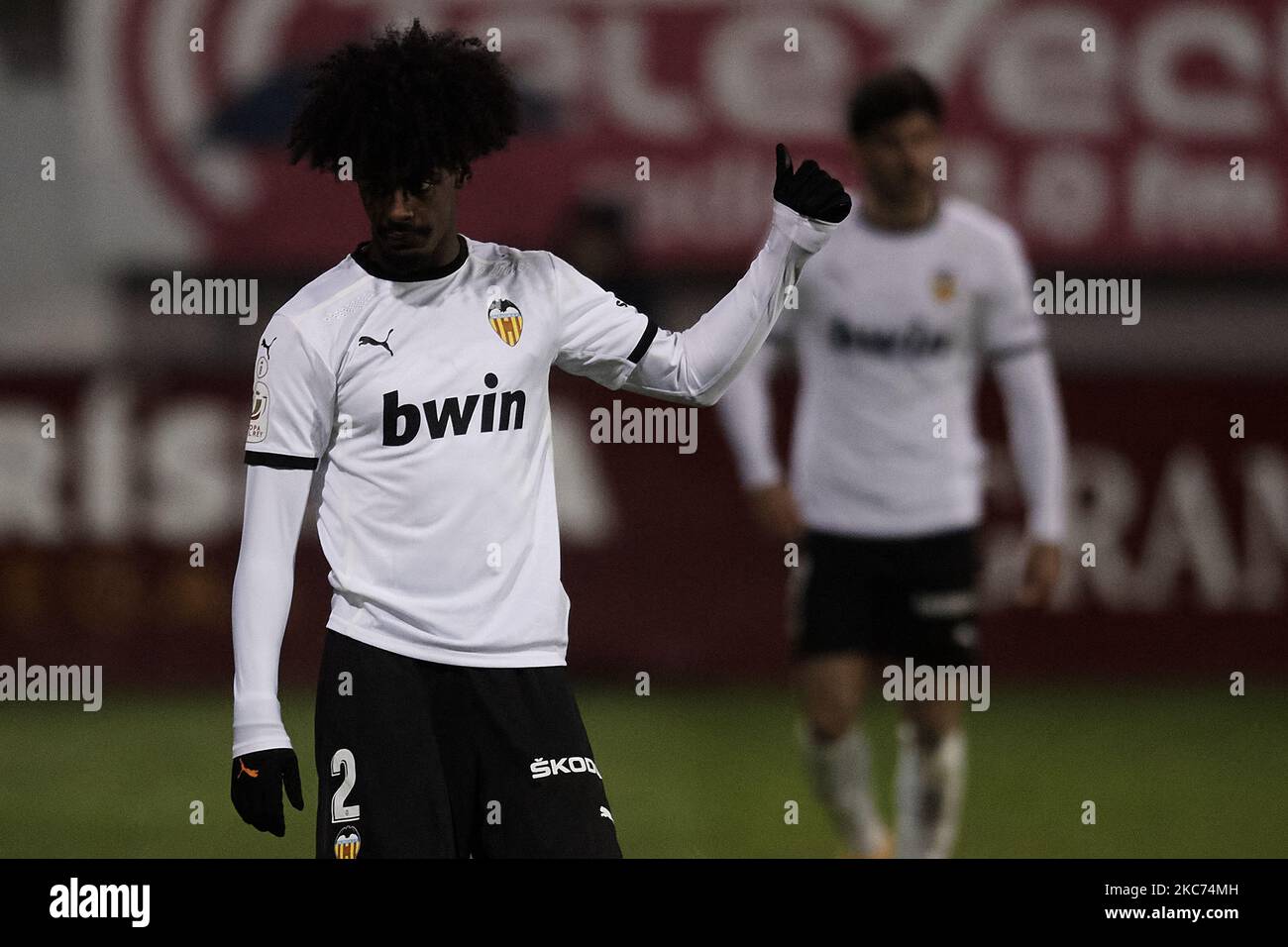 Thierry Correia von Valencia zeigt sich beim Copa del Rey-Spiel zwischen Yeclano Deportivo und Valencia CF am 7. Januar 2021 in Murcia, Spanien, auf dem Campo de la Constitucion. (Foto von Jose Breton/Pics Action/NurPhoto) Stockfoto