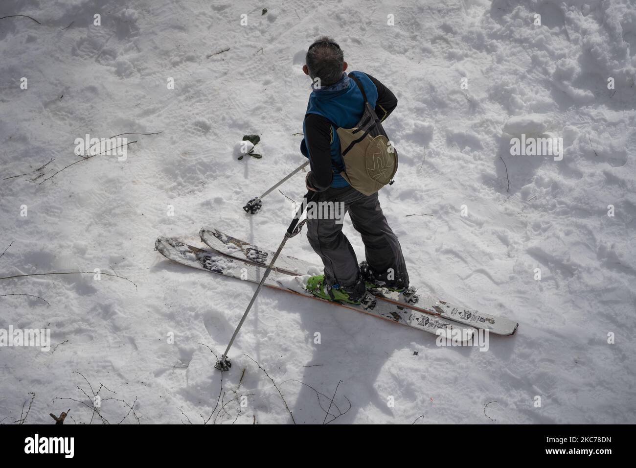 Schäden durch den Sturm Filomena in Madrid, Spanien am 10. Januar 2021. Der Sturm Filomena brachte mehr als 50cm Schnee in die spanische Hauptstadt, den größten seit Jahrzehnten. (Foto von Oscar Gonzalez/NurPhoto) Stockfoto