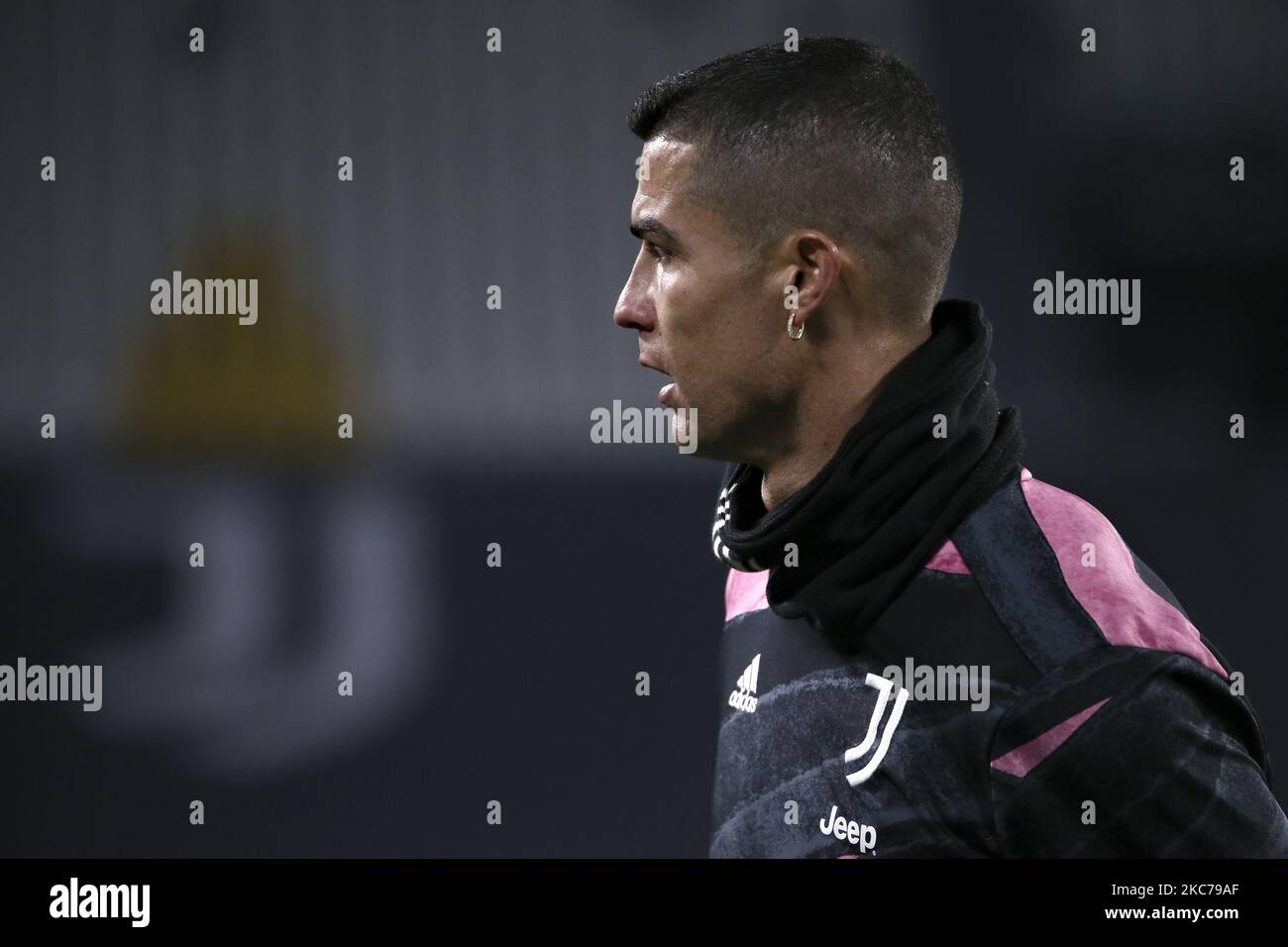 Cristiano Ronaldo von Juventus vor der Serie Ein Spiel zwischen Juventus und US Sassuolo im Allianz Stadium am 10. Januar 2021 in Turin, Italien. (Foto von Giuseppe Cottini/NurPhoto) Stockfoto