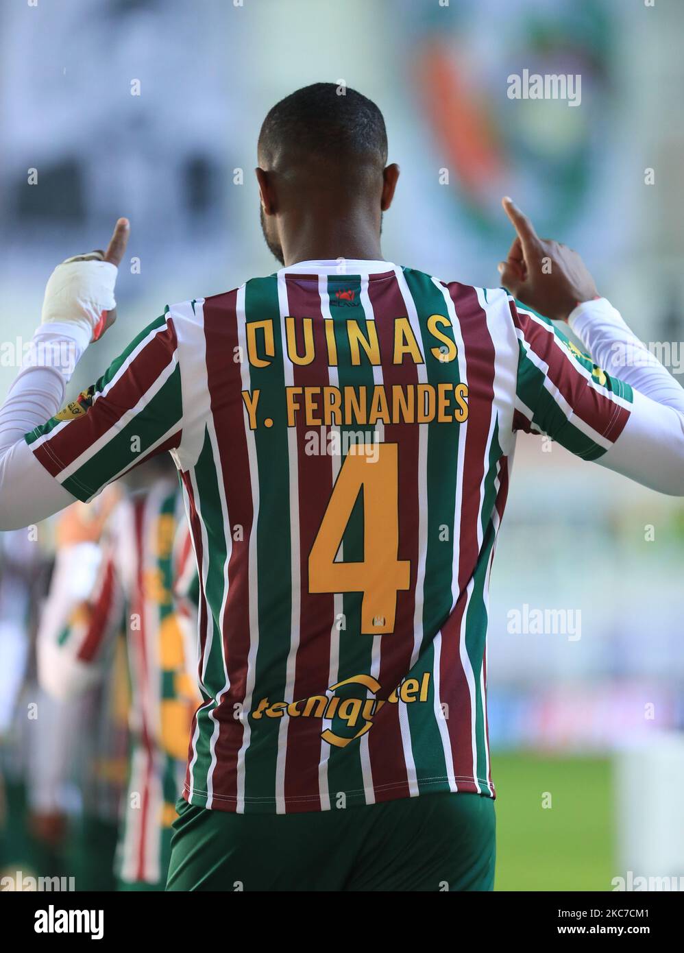 Yuran Fernandes von Estrela Amadora SAD in Aktion während des portugiesischen Cup-Spiels zwischen Club Football Estrela da Amadora und SL Benfica am 12. Januar 2021 im Estadio Jose Gomes in Amadora, Portugal. (Foto von Paulo Nascimento/NurPhoto) Stockfoto