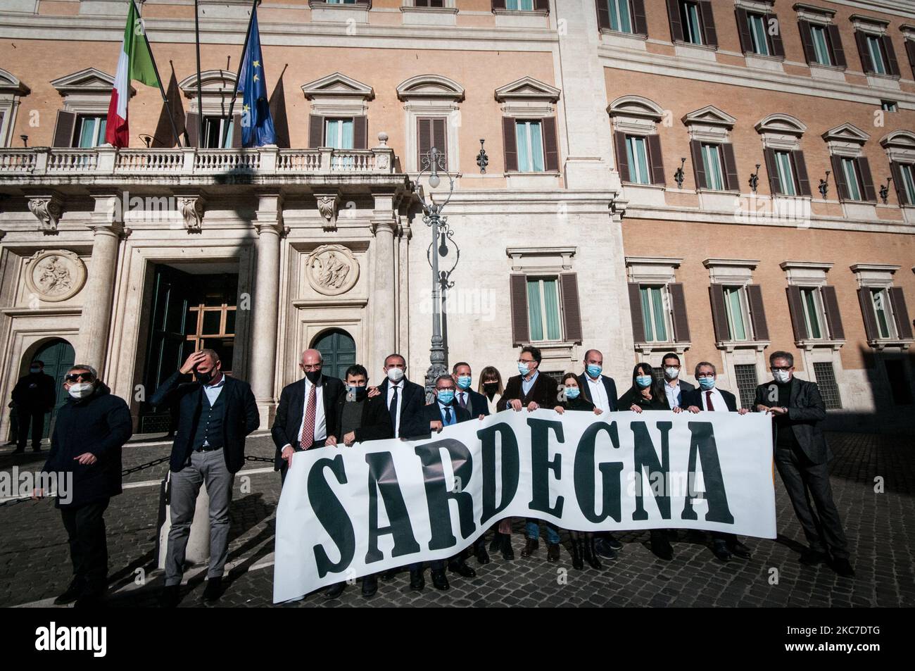 Das sardische Volk protestiert am 13. Januar 2021 in Rom, Italien, gegen den Atomwaffenverzug in der Region Sardinien. (Foto von Andrea Ronchini/NurPhoto) Stockfoto