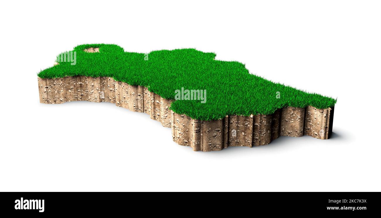 Die Turkmenistan Karte 3D Illustration vor weißem Hintergrund Stockfoto