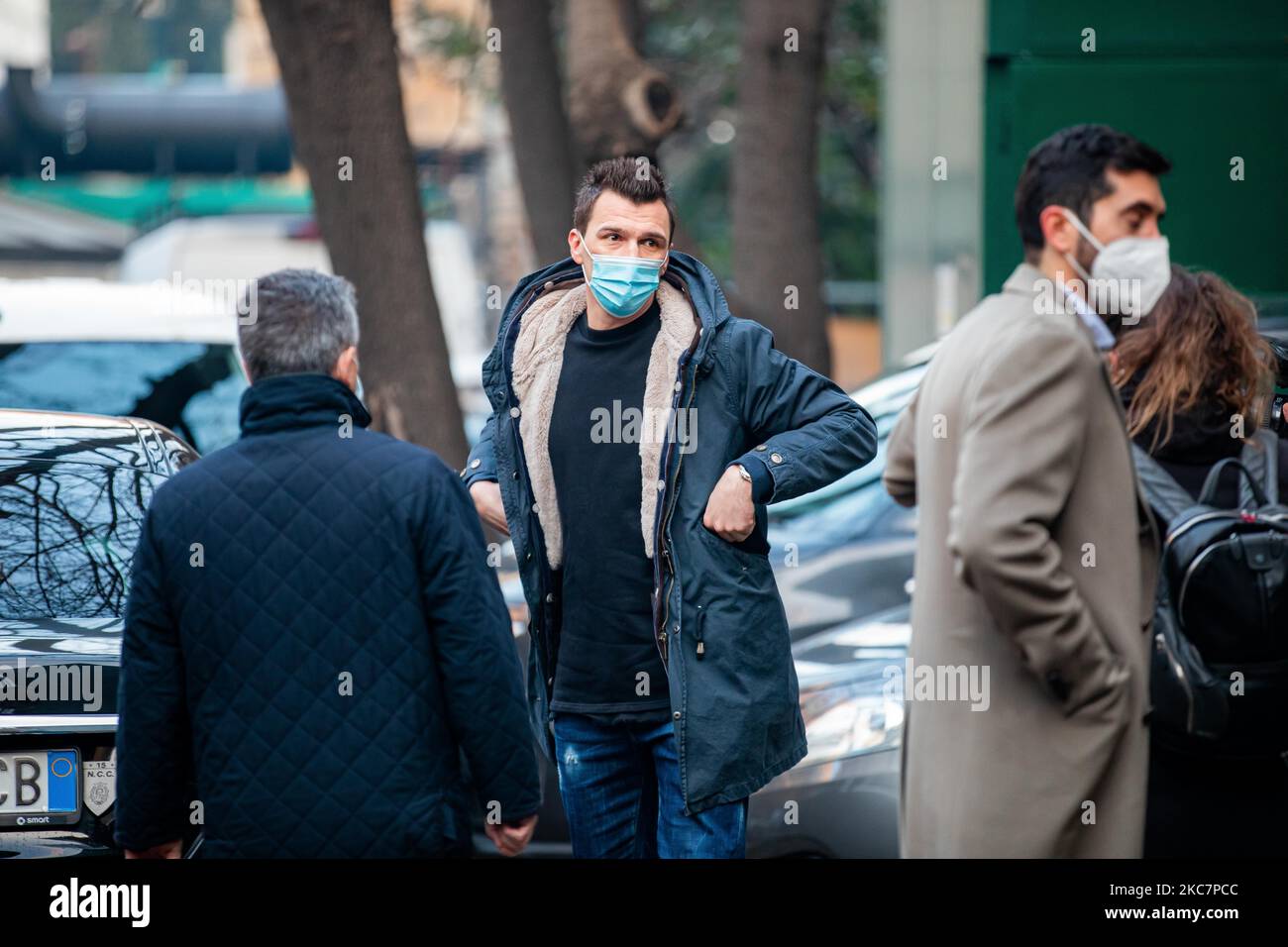 Mario Mandžuki? Ankunft in der Klinik La Madonnina zur medizinischen Kontrolle vor Vertragsunterzeichnung für A.C. Mailand am 18. Januar 2021 in Mailand, Italien (Foto von Alessandro Bremec/NurPhoto) Stockfoto