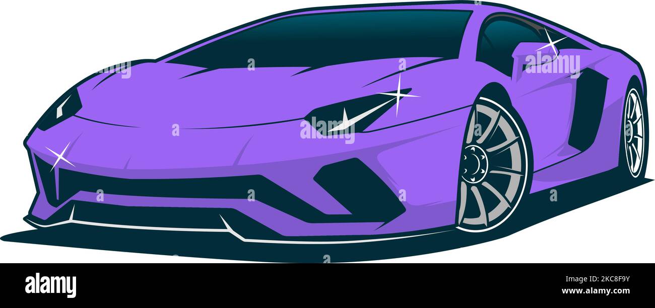 Lila Lamborghini Aventador Vektor T-Shirt-Design. Jetzt im eps-Format mit hoher Auflösung herunterladen. Stock Vektor