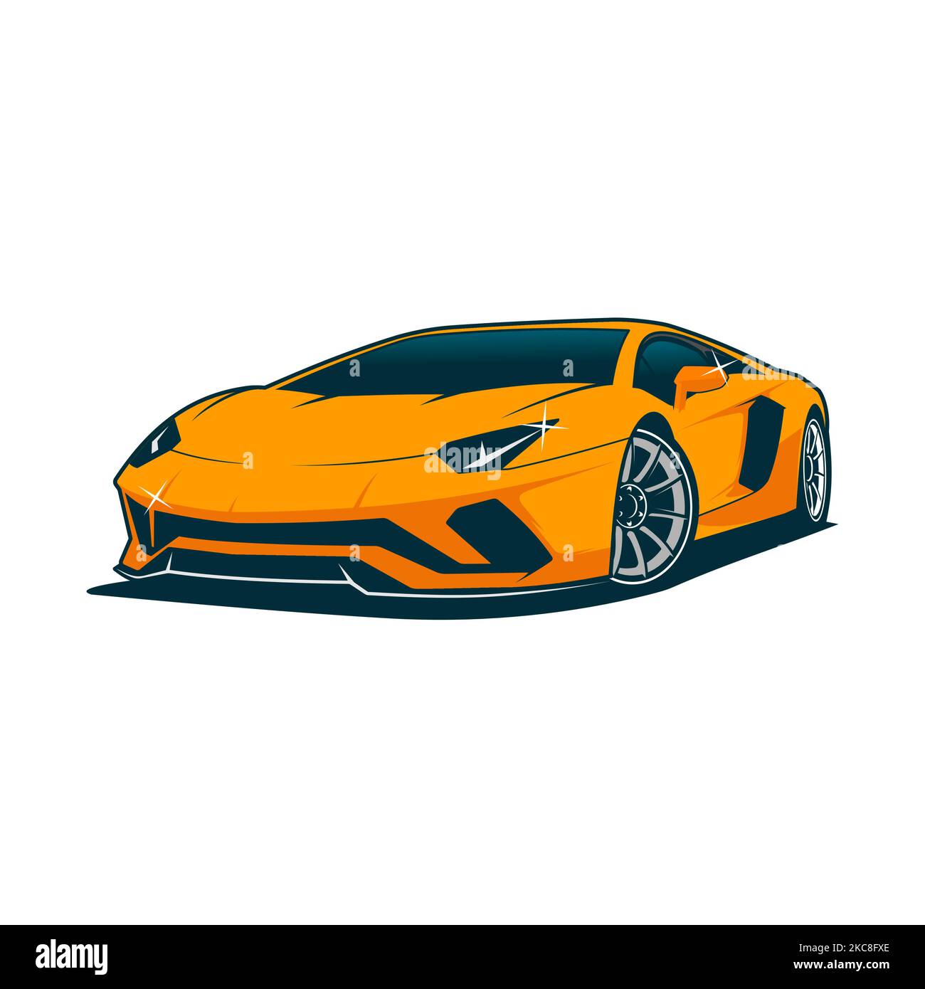 Lamborghini Aventador Vektor, orange Farbe. Jetzt in hoher Auflösung herunterladen. Stock Vektor