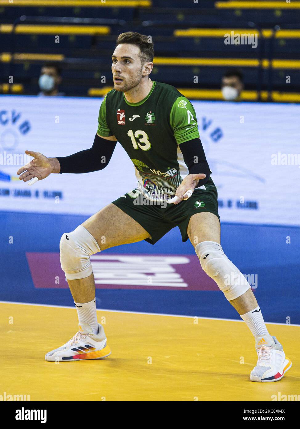 Carlos Jimenez Gallego von Unicaja Costa de Almeria während des Copa del Rey-Spiels zwischen CV Guaguas und Unicaja Costa de Almería im Centro Insular de Deportes in Las Palmas de Gran Canaria, Spanien. (Foto von San Acosta/DAX Images/NurPhoto) Stockfoto