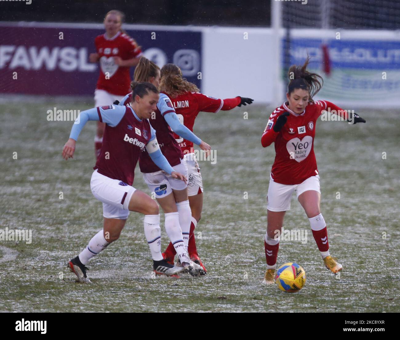 Carla Humphrey von Bristol City Women beim Barclays FA Women's Super League Spiel zwischen West Ham United Women und Bristol City am 07.. Februar 2021 im Chigwell Construction Stadium in Dagenham, England (Foto by Action Foto Sport/NurPhoto) Stockfoto