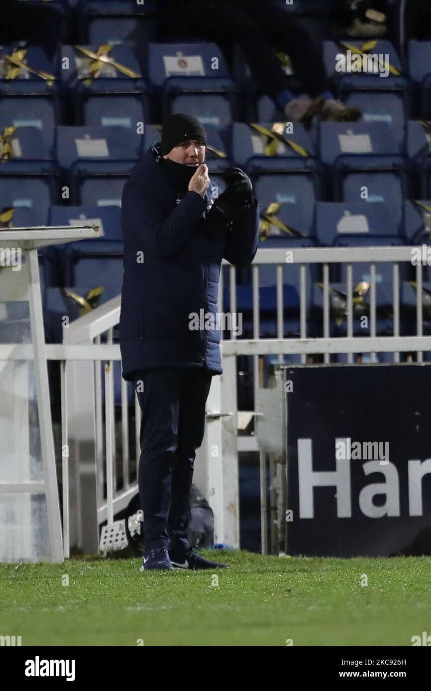 Hartlepool-Manager Dave Challinor beim Vanarama National League-Spiel zwischen Hartlepool United und Solihull Moors am Dienstag, den 9.. Februar 2021 im Victoria Park, Hartlepool. (Foto von Mark Fletcher/MI News/NurPhoto) Stockfoto