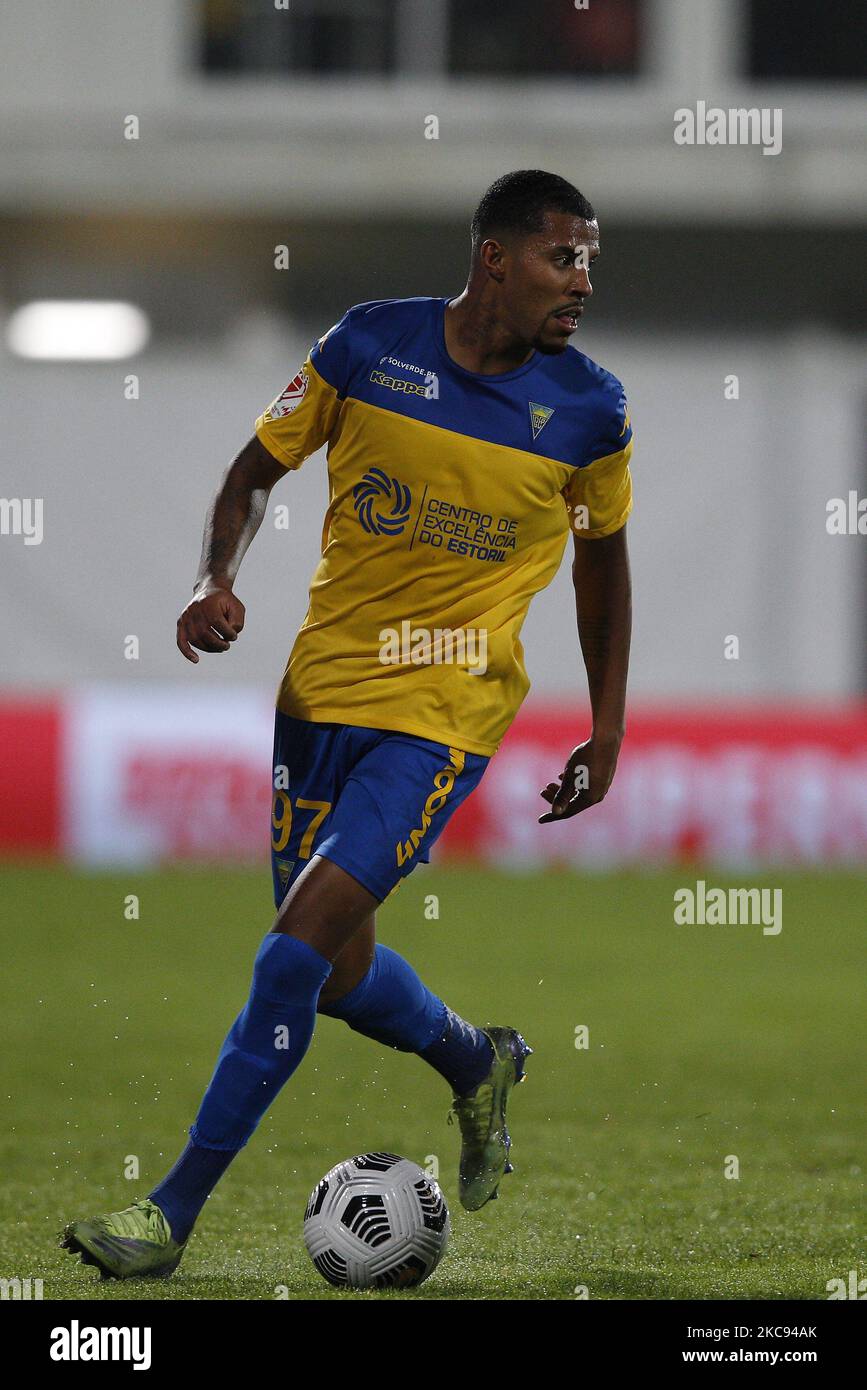 ANDR Clvis während des Halbfinalspiels TAA de Portugal zwischen Estoril Praia und SL Benfica, bei Estdio Antnio Coimbra da Mota, Estoril, Portugal, 11. Februar, 2021 (Foto von JoÃ£o Rico/NurPhoto) Stockfoto