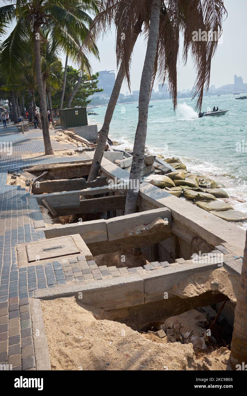 Bauarbeiten entlang der Promenade in Pattaya Thailand Stockfoto
