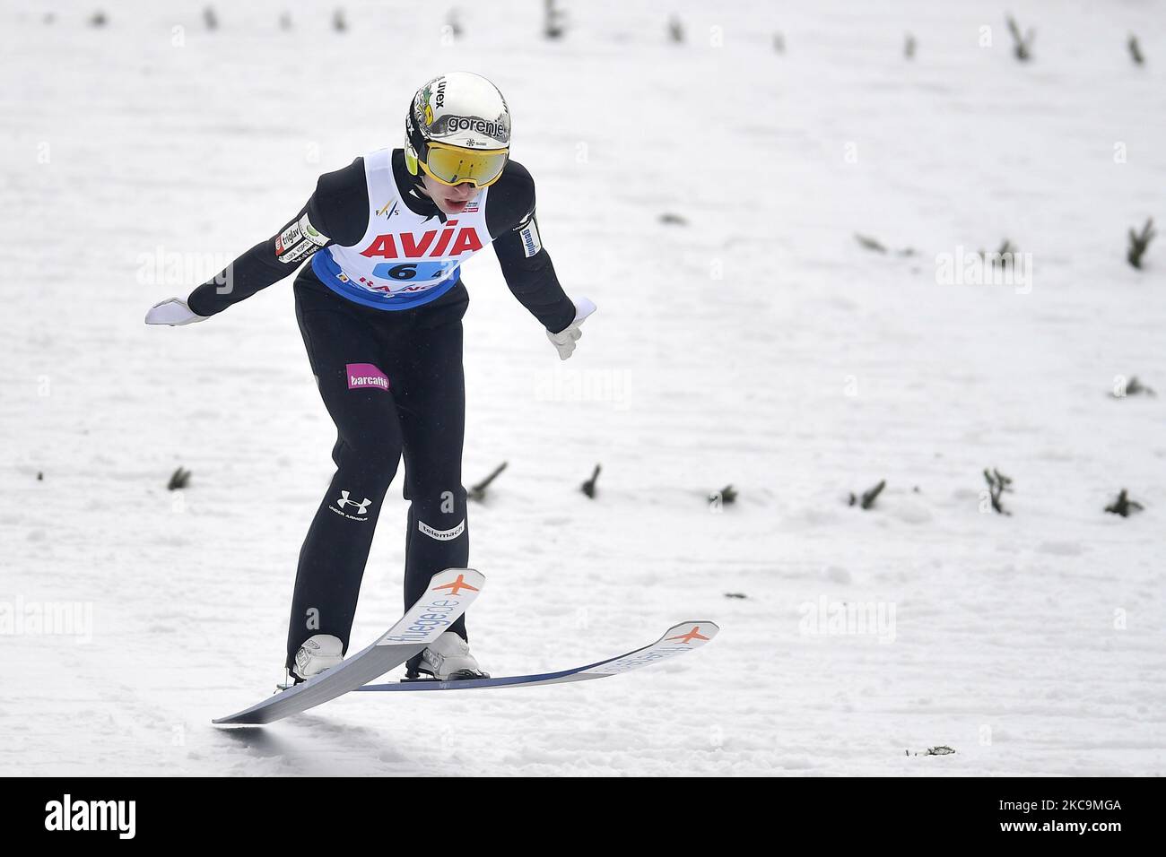 Ziga JELAR aus Slowenien im Einsatz während des FIS Skisprung-Weltcups - 26. Weltcup-Männer / 11. Weltcup-Frauen, am 20. Februar 2021 in Rasnov, Rumänien. (Foto von Alex Nicodim/NurPhoto) Stockfoto