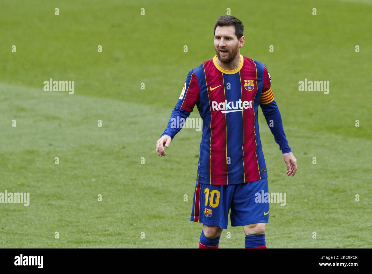 10 Leo Messi vom FC Barcelona während des spanischen La Liga-Spiels zwischen FC Barcelona und Cadaz CF am 21. Februar 2021, Barcelona, Spanien. (Foto von Xavier Bonilla/NurPhoto) Stockfoto