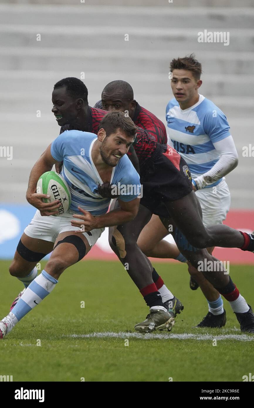 Argentinischer Spieler im Spiel 21 zwischen Argentinien und Kenia am zweiten Tag des Madrider Rugby-Sevens-Turniers an der Universidad Complutense de Madrid am 21. Februar 2021 in Madrid, (Foto: Oscar Gonzalez/NurPhoto) Stockfoto