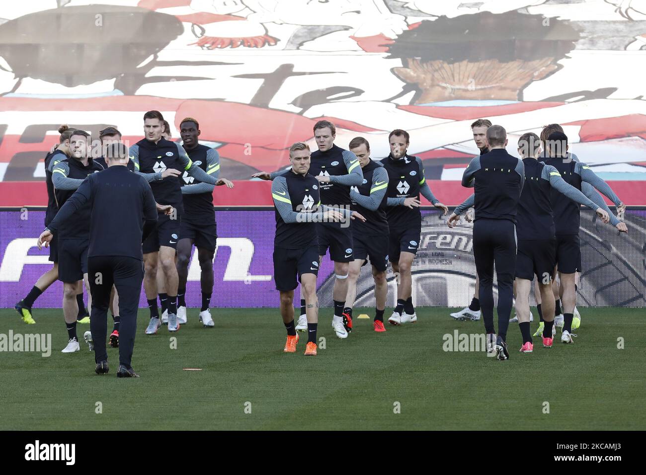 Spieler von Molde FK während des Trainings im Stadion Nuevo Los Carmenes vor dem Spiel der UEFA Europa League gegen Granada CF in Granada, Spanien, am 10. März 2021. (Foto von Ãlex CÃ¡mara/NurPhoto) Stockfoto